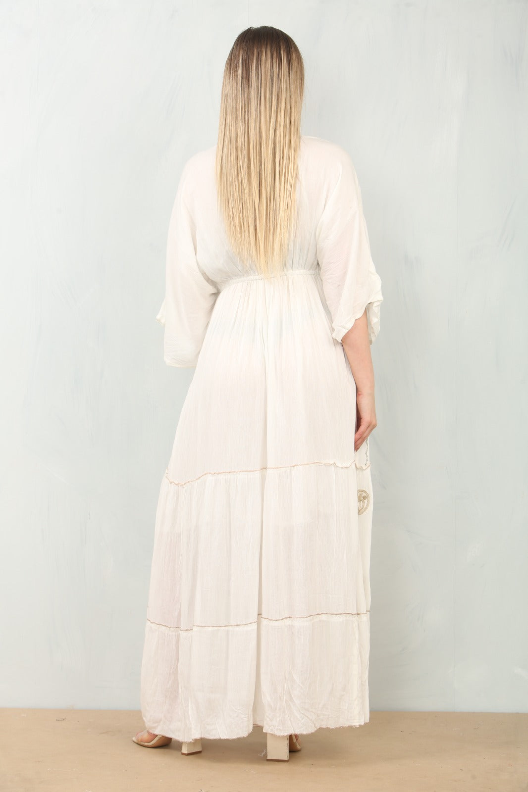 Imane white print dress