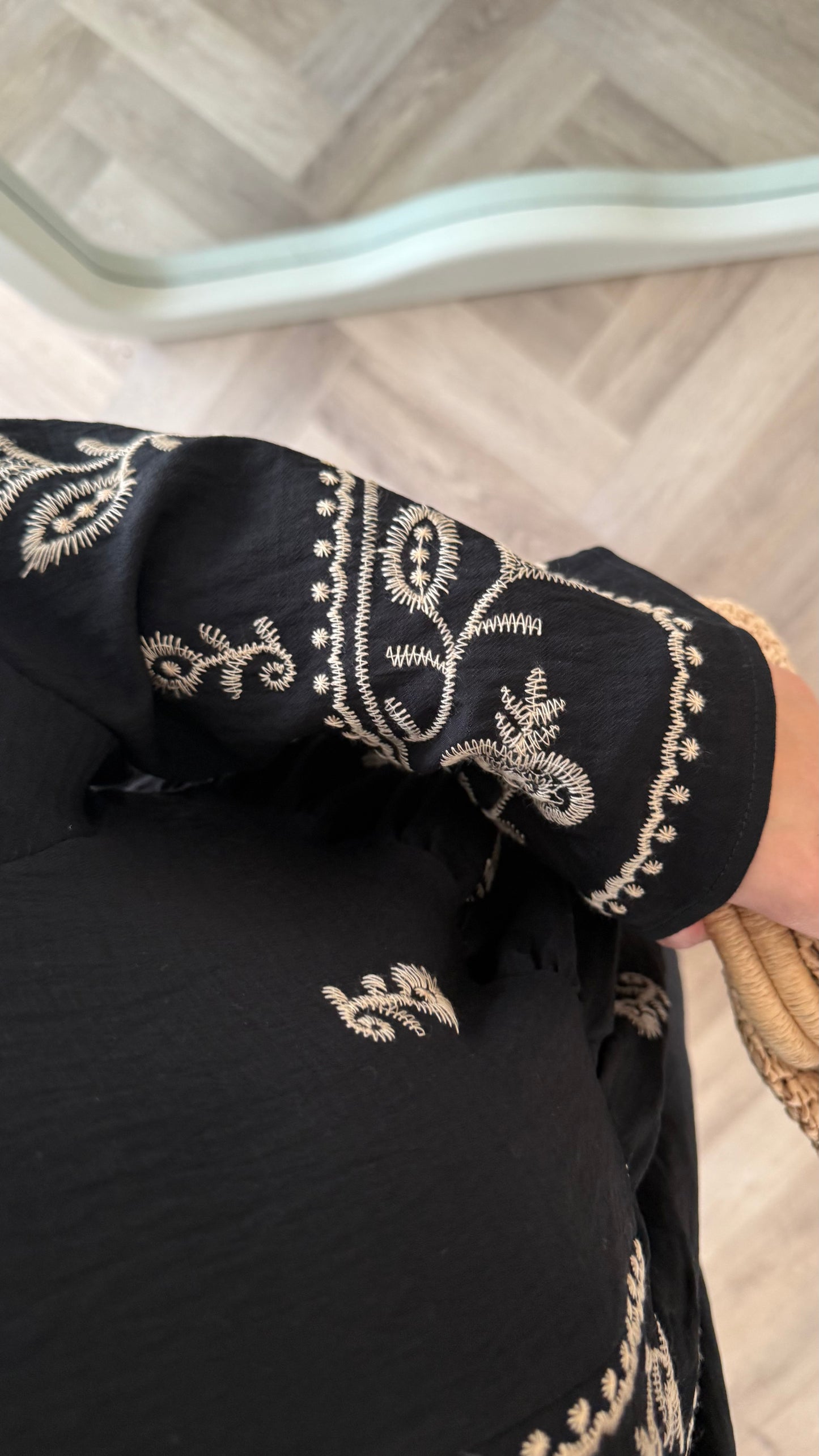 Sara black border print maxi dress