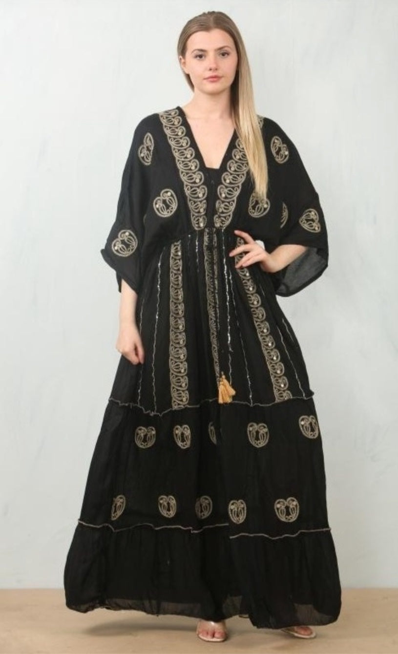 Imane gold print dress