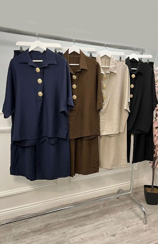 Black gold buttoned co ord set