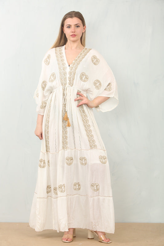 Imane white print dress