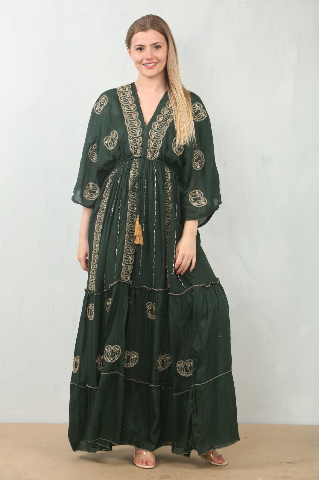 Imane green print dress