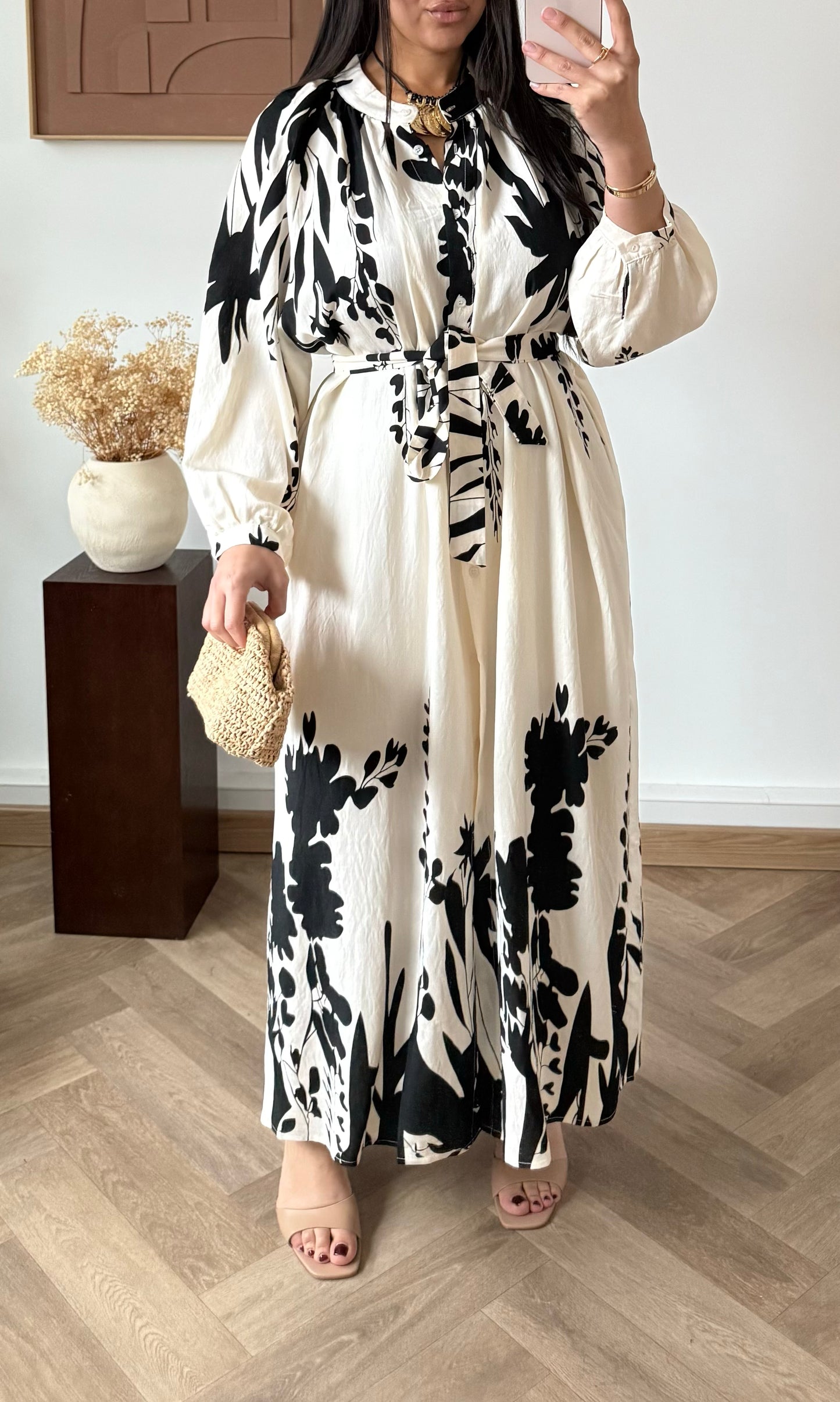 Wild bloom black floral print dress