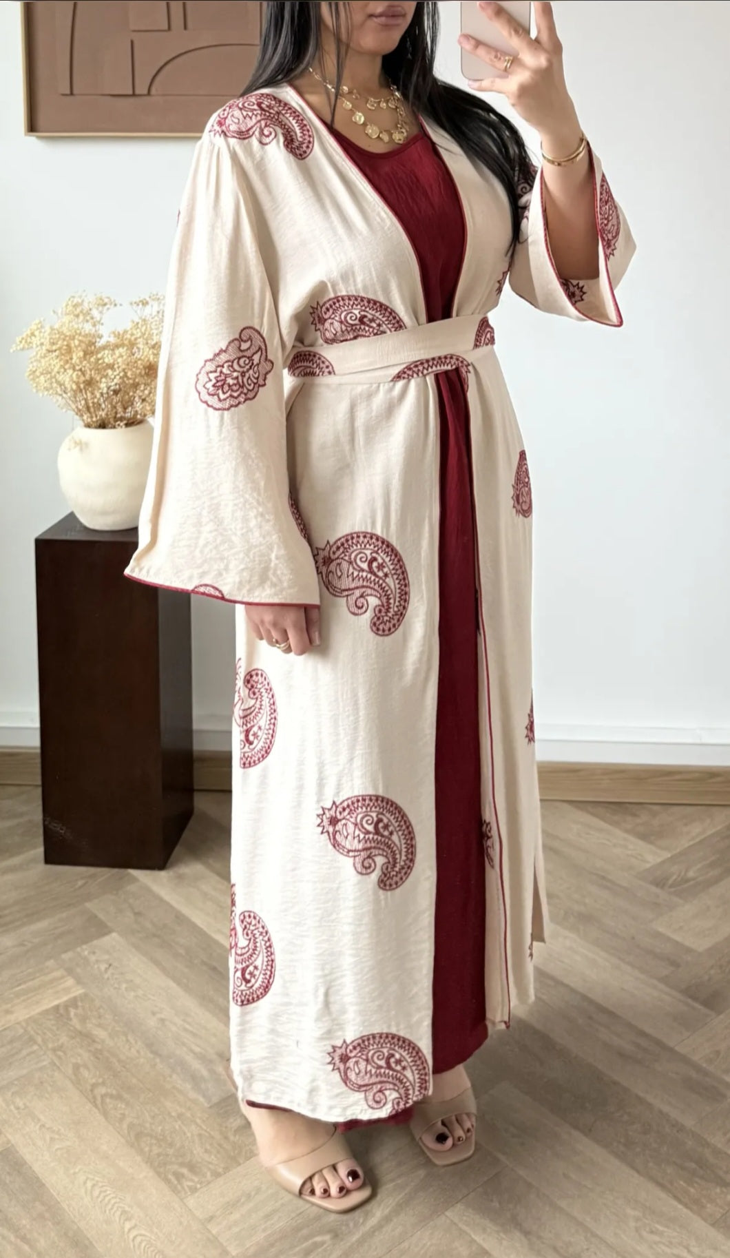 Jasmine two piece red kimono set