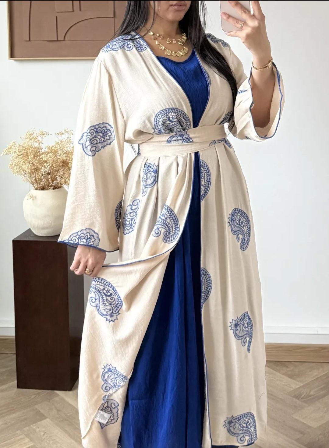 Jasmine two piece blue kimono set