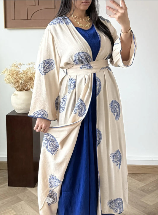 Jasmine two piece blue kimono set