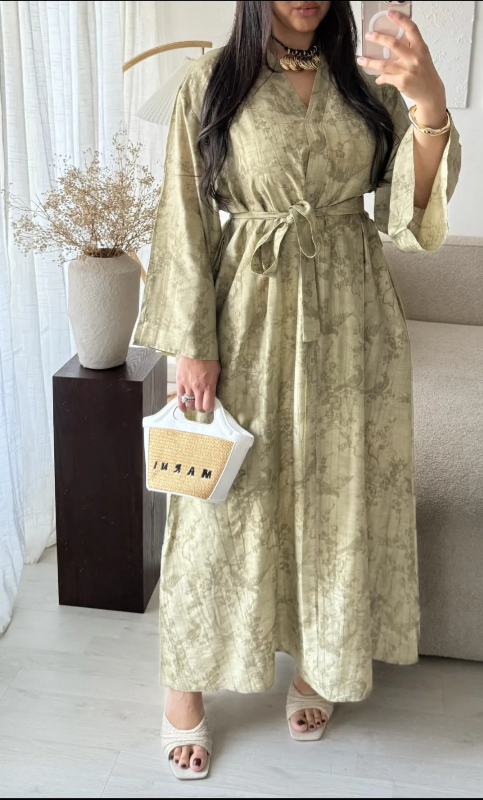 Dessert sage belted dress