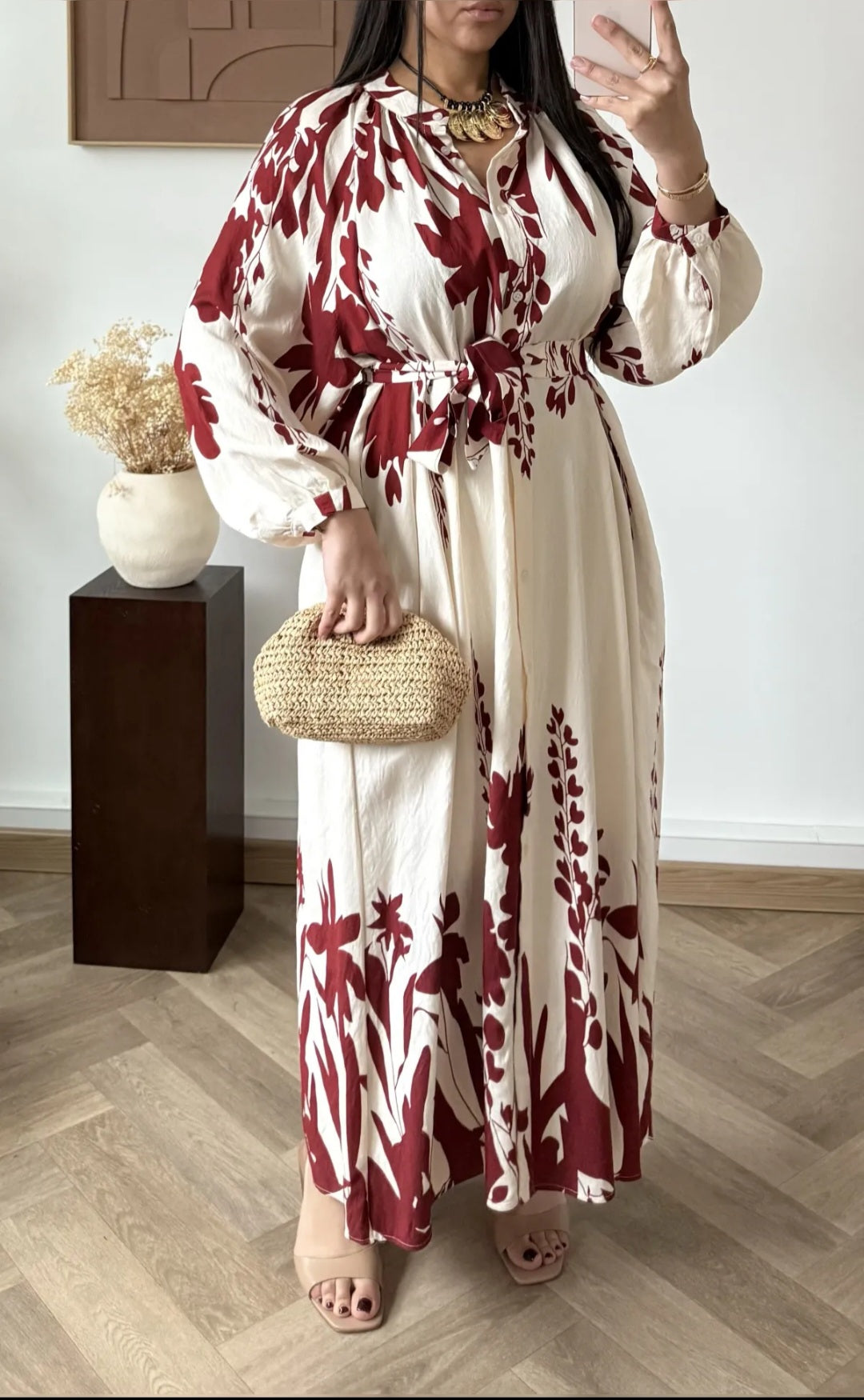 Wild bloom maroon floral dress