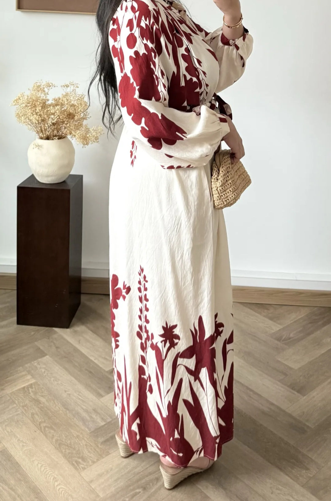 Wild bloom maroon floral dress