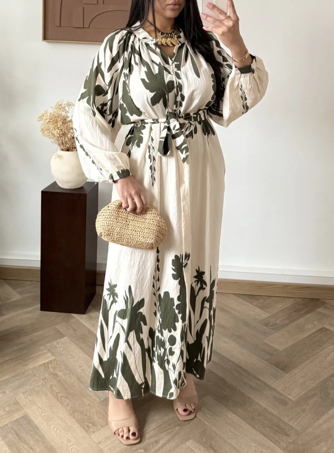 Wild bloom khaki floral dress