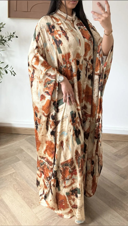 Lilan rust embellished kaftan