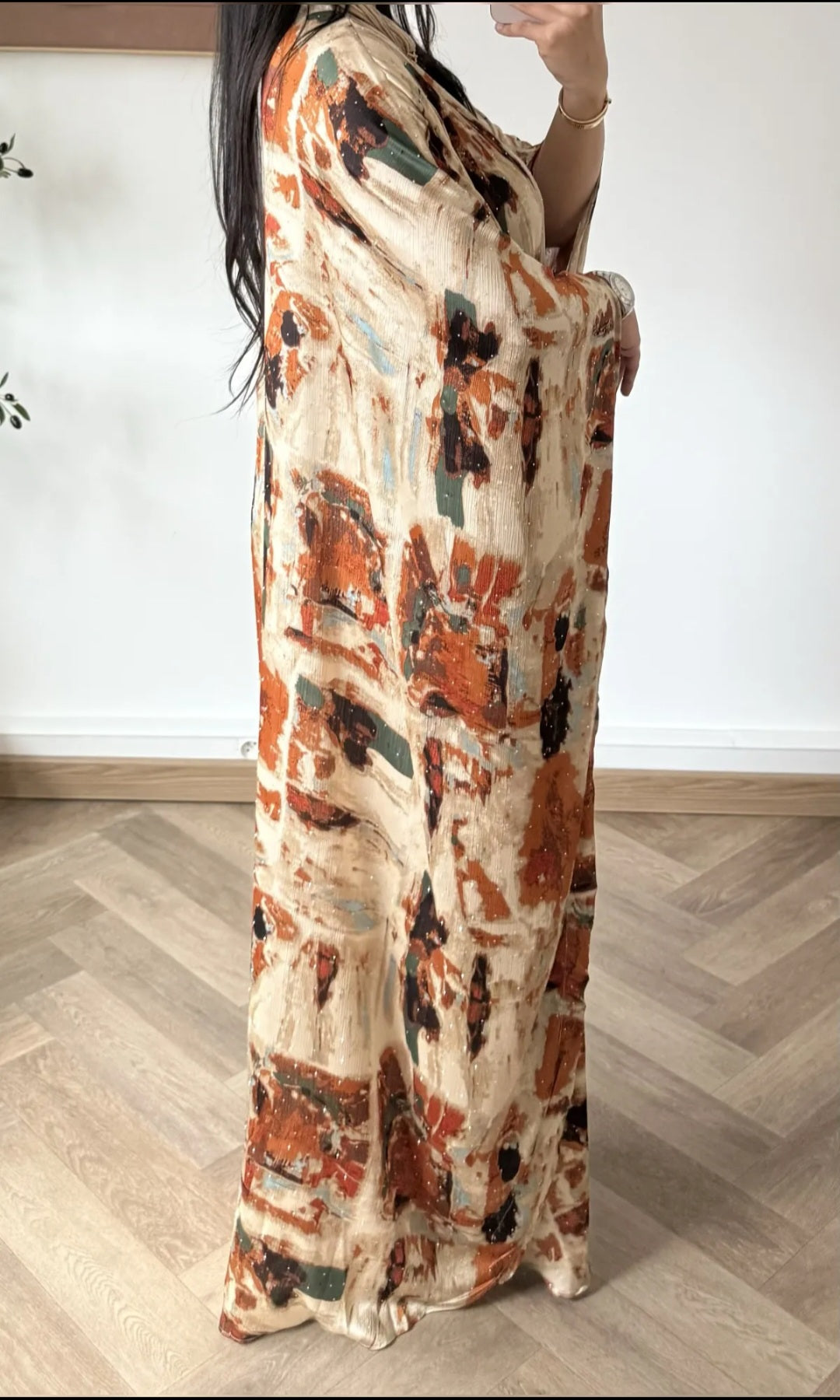 Lilan rust embellished kaftan