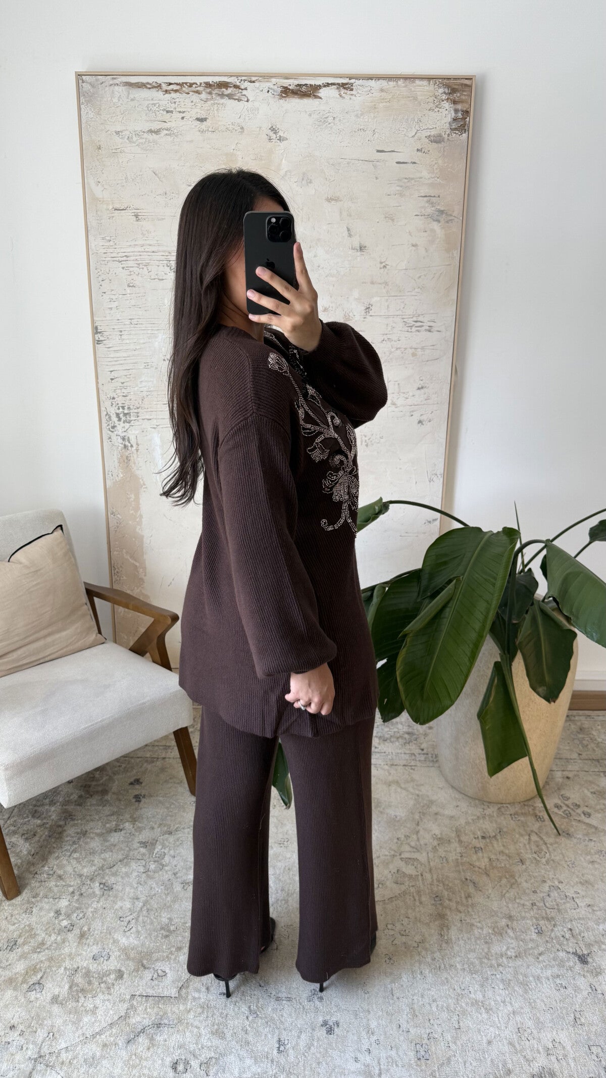 Etoile embroidered knit co ord set