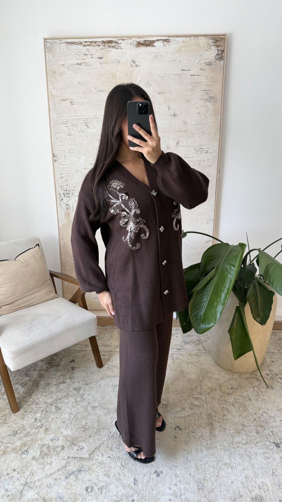 Etoile embroidered knit co ord set
