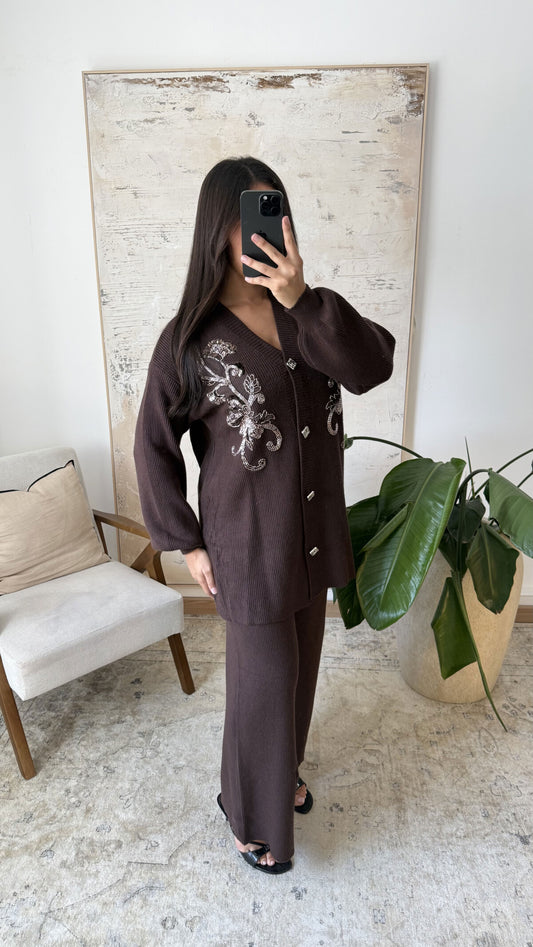 Etoile embroidered knit co ord set